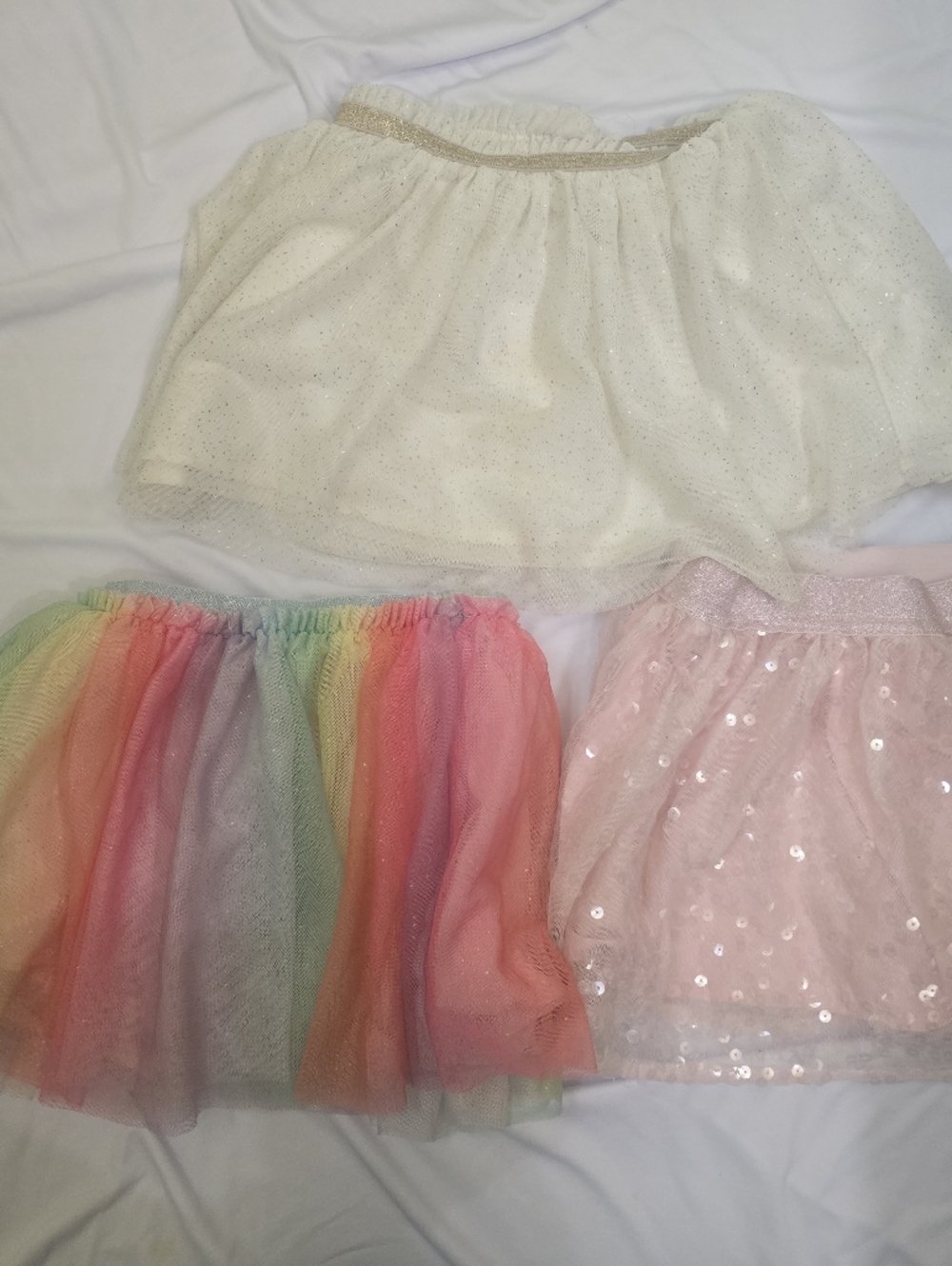 Kids 3-Pack Tulle Skirt Set - Pink, White & Rainbow